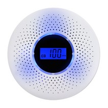 이산화탄소 경보기 측정기 2in 1 LCD 디스플레이 일산화탄소 및 연기 콤보 감지기 LED 조명 깜박임 소리, 한개옵션0, 한개옵션0