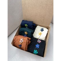 [국내배송] 여성 라인플라워양말5켤레세트 베이직세련된양말 소소한선물세트 답례품 굿데이써니