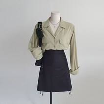 브이넥 카라 투포켓 긴팔셔츠