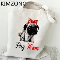 쇼핑백 퍼그 쇼핑 가방 bolsas de tela bolsa 재사용 가능한 캔버스 식료품 bolso 토트 백 cabas shoping ecobag, 23.54383