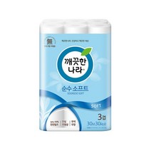 깨끗한나라 3겹 순수 소프트 화장지 30m, 30롤, 1팩