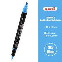 1pcs 일본 uni PROPUS 2 형광펜 마커 펜 PUS-101T 학생 사무실 10 색상 가능, 08 Sky Blue