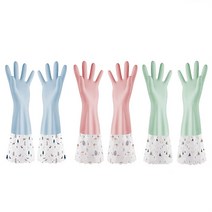 노르딕 기모 PVC 라텍스 고무장갑 3개 묶음 김장용 롱밴드, 벤타샵B 핑크 3개