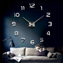 벽시계 벽걸이 led 시계 매립 궤종 원목 한글 무소음 Relógio de parede espelhado relógio de parede tamanho grande com e, 실버 실버 센터, 27 인치 2D