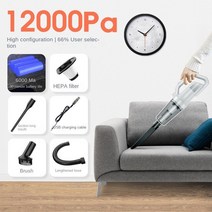 차량용 무선 진공 청소기 소형 흡입 휴대용 진드기 제거 조용한, [02] Upgrade 11.1V