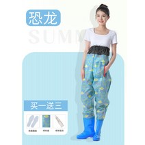 여성용 가슴장화 낚시 갯벌체험 옷 전신 귀여운 물장화 멜빵 바지 해루질, B.37, AA.공룡허리바지