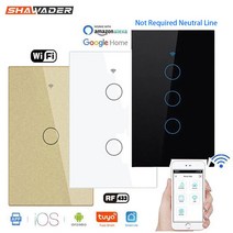 스마트스위치 스위치봇 스마트싱스 와이파이 스마트 라이트 벽 스위치 유리 스크린 터치 패널 RF433 무선 전기 원격 제어 알렉사 투야 라이프 구글 홈, [02] Gold, [01] 1-Gang