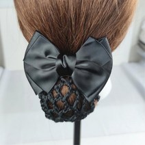 검정 리본위생머리망 면접 깔끔한 올림머리 자동 망탈부착 머리핀 남자
