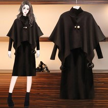 ZAZX A1843W3H 여성 케이프원피스 봄망토원피스H라인정장원피스