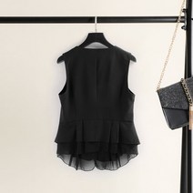 쉬폰 카라 조끼 허리 라인 날씬해보이는 슬림핏 여성 여름 정장 베스트