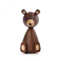 원목조각상 곰돌이 모형 원목 장식 인테리어 선물 집들이, 흑호두나무 새끼 곰돌이 키 12cm