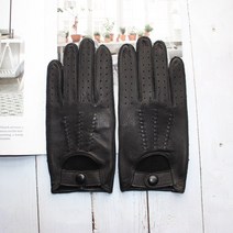 Bickmods 남성용 새 사슴 가죽 얇은 라인리스 장갑 봄 여름 가을 운전 전체 손가락 가죽 장갑 블랙
