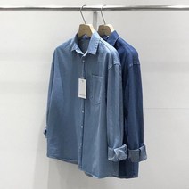 남자 무지 오버핏 마린 데님 셔츠 2컬러