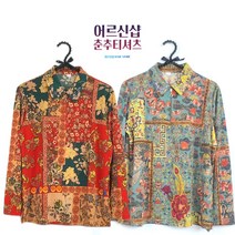 어르신샵 할머니 티셔츠 여성 80대 요양원 옷 70대 긴팔 봄가을 카라 집업 얇은 꽃무늬 봄옷 티