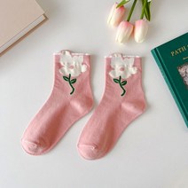 여성용 일본 스타일 캐주얼 카툰 플라워 캔디 컬러 양말 1 쌍 하라주쿠 카와이 통기성