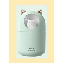 야옹이 가습기 무드 300ml 고양이 미니 가습기 대용, 초록초록 그린