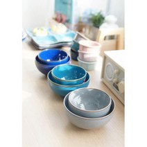 국산 세련 감각 그라데이션 공기 대접 이쁜공기 공기대접셋트, 공기/그레이