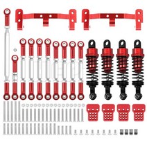원격 조종 RC 너트 잠금 장치가있는 금속 조향 링크 타이로드 마운트 충격 흡수 장치 키트 1/12 MN D90 D91 MN40 MN45 MN99 MN99s 1/16 WPL C14, [16] MN Red