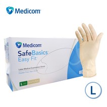 메디콤 세이프베이직 이지핏 라텍스 장갑 아이보리 L 100매, 대(L)