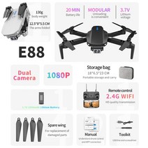 와이파이 FPV 드론 항공 광각 HD 높이 고정 접이식 쿼드콥터 RC 선물 E88 프로 4K 카메라 전문가용드론 4k어지원 자동회귀 gps전문가용 드론drone 4k드론 장난감dr, [15] Black-2 C-1080P-1B