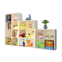 아기 전면책장 키즈 책꽂이 교구장 동물 수납함, 보관 상자가 없는 수납칸 8개