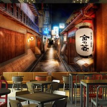 벽화 레트로풍 거리 일본식 레스토랑 스시 숍, 1㎡
