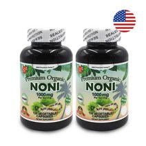 미국 통채로 갈은 오가닉 노니 캡슐 1000mg 120캡슐 X 2통 효능, 2개, 120정