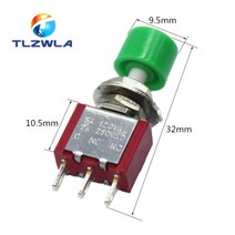 1Pcs 3Pin C-NO-NC 6mm 미니 순간 자동 리턴 푸시 버튼 스위치 ON-(ON) 2A 250VAC/5A 120VAC 토글, 02 green