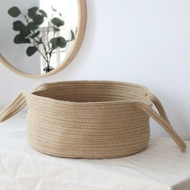 대형 주트 황마 패브릭 로프 바스켓 소품 장난감 인형 수납 정리 바구니 쏠리또, 주트 패브릭 바구니(R38cm x 17cm)