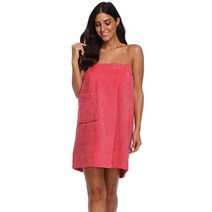 The Bund 여성용 스파 타월 랩 100% 면 샤워 목욕 바디 랩 포켓 포함, Fuchsia_Small-Medium