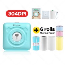 포토프린터 휴대폰사진 인화기 휴대용 미니 mini a6 304dpi bluetooth Thermal photo green color for mobile 블루투스, 304gr 6롤 추가, 협력사
