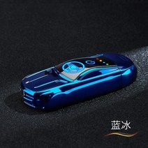2022 새로운 스포츠카 usb 충전 방풍 금속 라이터 듀얼 아크 화염 터치 유도 펄스 라이터 하이 엔드 선물, 파란 얼음