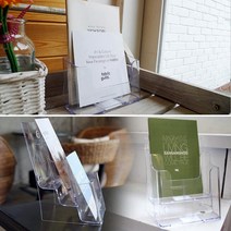 socean 전단지 아크릴케이스 A5 팜플렛 꽂이 카달로그 테이블 스탠드 카탈로그 전시박스 브로셔 수납통 리플릿 홍, 3단