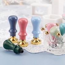 실링 왁스 파스텔톤 스탬프 손잡이 미니 도장 인주 스탬프 청첩장 편지 꾸미기, 파스텔톤_연그린