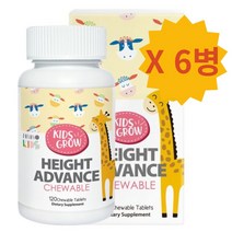 사은품+뉴질랜드 이노헬스 키즈 그로우 하이츠 어드밴스 츄어블 120정 어린이 영양제 키크는 키성장 비타민 황기추출물, 120정 6개