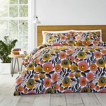 Marimekko 장미 꽃밭 이불 커버 세트 퀸 사이즈 핑크