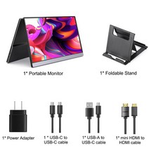 커브드 보조 노트북 듀얼 모니터 15.6 인치 터치 스크린 QLED 휴대용 1080P IPS 100% DCI-P3 게임 모바일 디스플레이 안드로이드 iOS 전화 X 박스 스위치 P, 02 Black with stand_01 영국 플러그