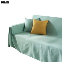 소파 커버 유니버설 컬러 간단한 소파 커버 천 수건 모조 면 린넨 패딩 사계절 유니버설 소파 쿠션 커버, Ingny 32 콩 녹색 배관, 180*260cm