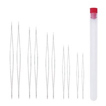 GHSHOP 비즈 바늘 10개와 보관 상자(5가지 크기), 실버, 스틸 PVC, 10개