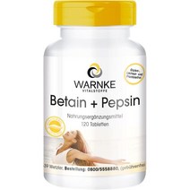 독일 WARNKE VITALSTOFFE 베타인 HCL 펩신 영양제 120정, 1