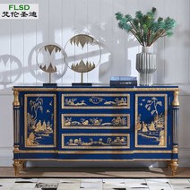 럭셔리 수입 명품 엔틱 원목 가구 수납 3단 서랍장 장식장 수제 이태리 명화 인테리어, 고급 수입 서랍장, 해외 배송(약 2주에서 3주 소요), A 임페리얼 블루