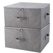 정품 Iwill CREATE PRO 뚜껑이 있는 접이식 보관함 보관 큐브 옷장을 꽉 조이는 것 베이지 2개 세트, Dark Gray