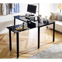 임원 집무실 사무용 강화유리 L자 책상(150cm 2컬러) 초등고학년 디자인, 프레임블랙_유리블랙