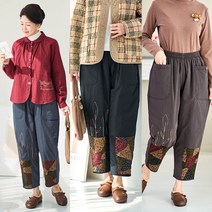 [엄마옷 로즈맘] 퍼니패치자수패딩솜바지/누빔 솜 패딩 밴딩바지 배기 누비팬츠 엄마바지 아줌마