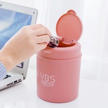 화장대 책상 깔끔한 덮개형 미니 휴지통 아이보리 핑크 블루