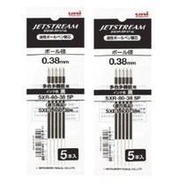 유니 제트스트림 다색/멀티펜 리필심 5개입 2세트 SXR-80-38 SXR-80-05 SXR-80-07 5P, SXR-80-38 5P 흑색5개입 x 2세트