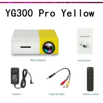 LEJIADA YG300 프로 LED 미니 Protable 800 루멘 지원 1080P 풀 HD 재생 HDMI USB 홈 시어터 영화 프로젝터, 01 Yellow_04 영국 플러그