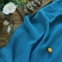 천아트 리투아니아 바이오워싱 15수린넨 무지천 여백-블루