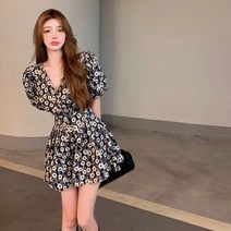기타 에퀴르 여성 여름 브이넥 플라워 데일리 랩 점프수트