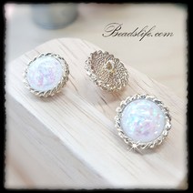 비즈라이프 16mm자개펄 보석단추 1개, 화이트자개펄 금도금